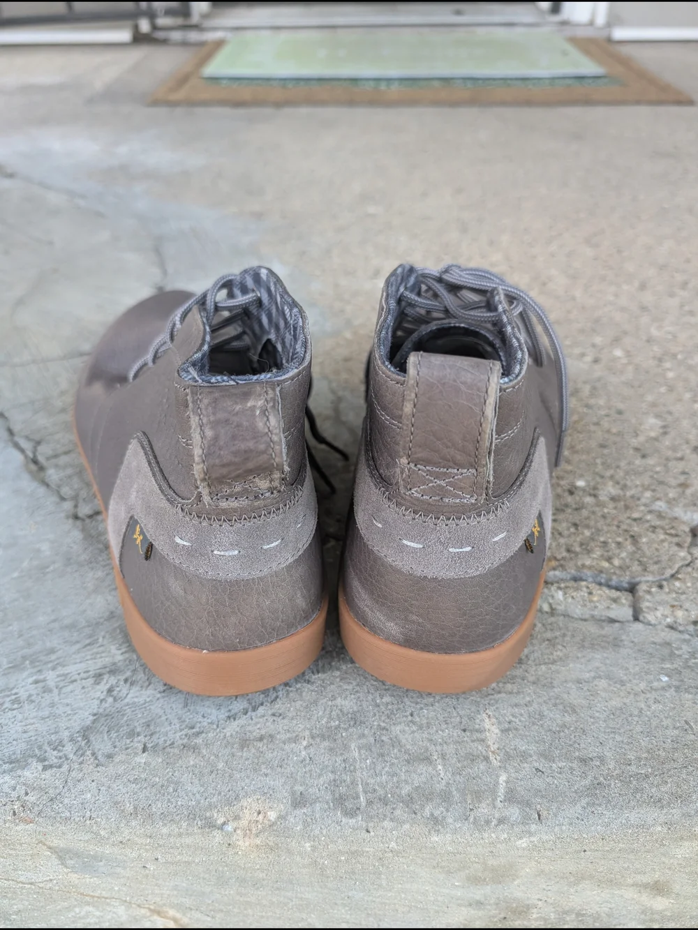 Chaco Men's Gray Leather Chukka Boots with Brown Gum Sole